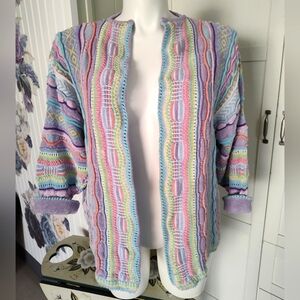 MarieaKim Vintage Coogi Inspired Pastel Textured Cardigan Great Condition LG/Xl